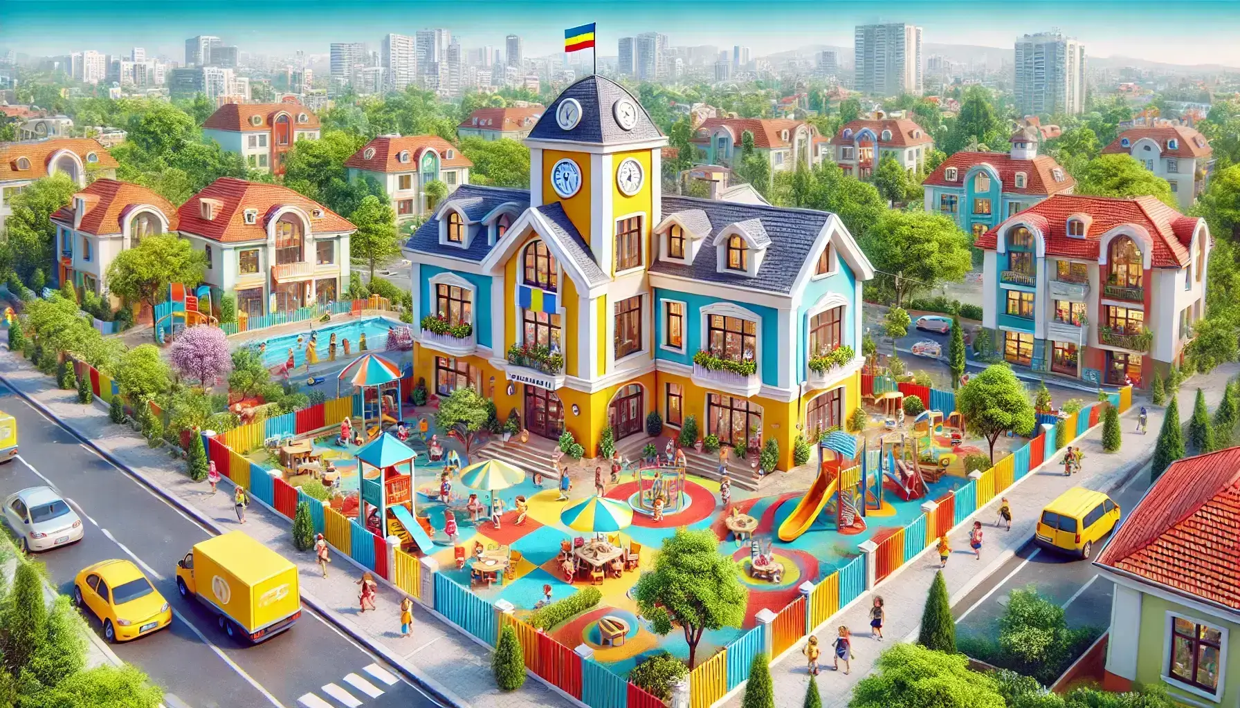 Aceasta imagine ilustreaza atmosfera din gradinite de stat Sector 1 Bucuresti, unde copiii sunt implicati in activitati educationale structurate. Spatiul bine organizat si decorul vesel creeaza un mediu propice pentru dezvoltare.